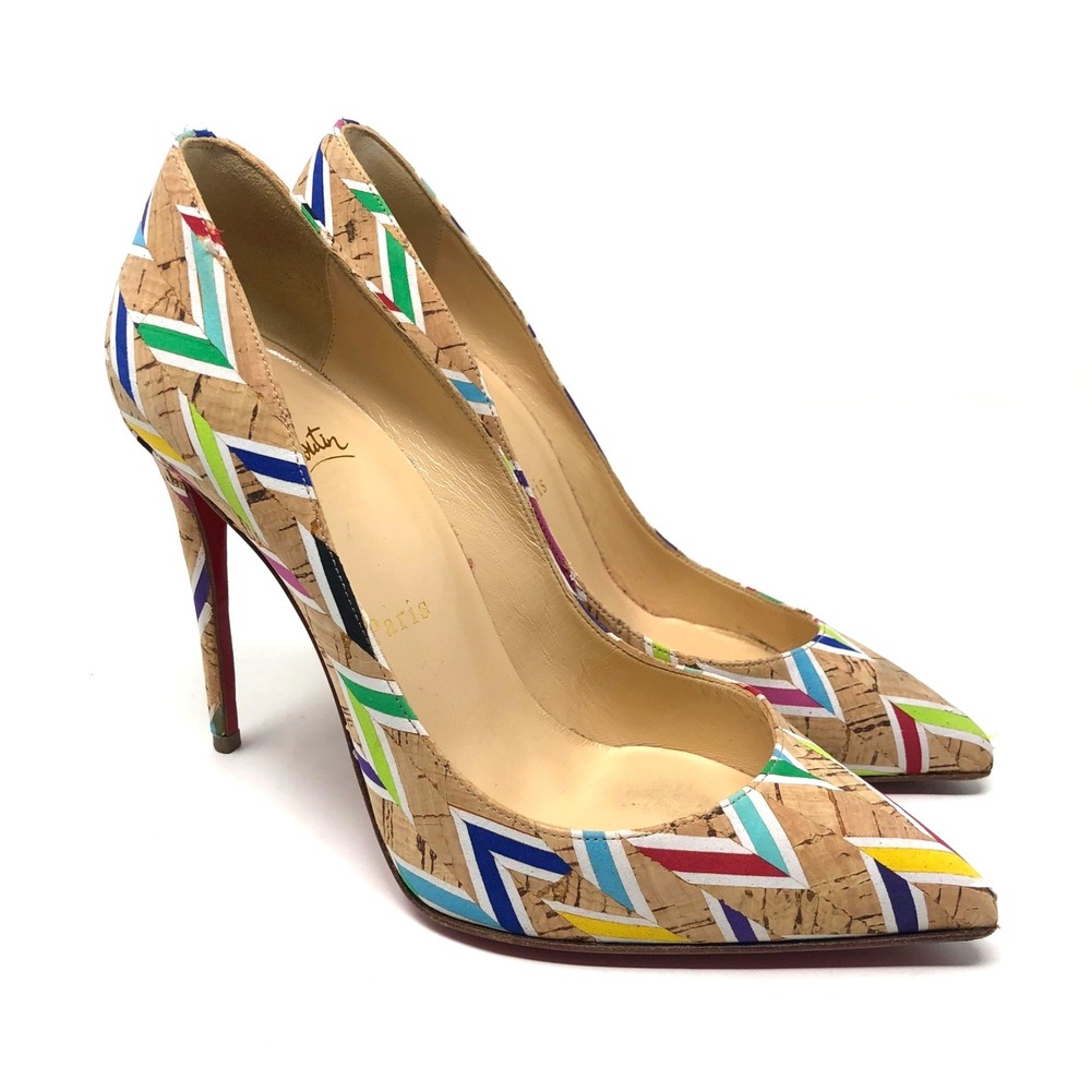 Christian Louboutin Multicolor Chevron Cork So Kate Pump Heels Womens 36 6 Artsy